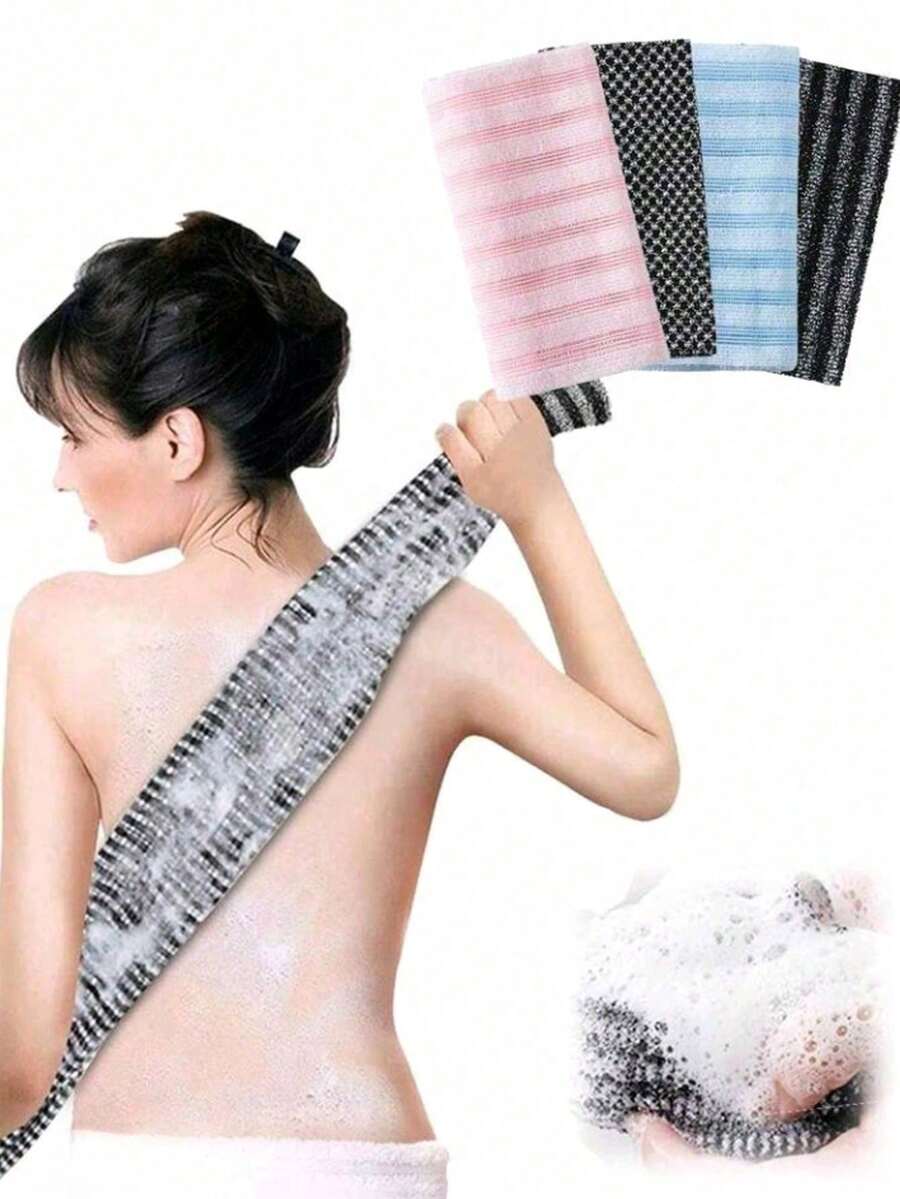 Exfolierande handdukset i mesh, dubbelsidig design, lämplig för både mild och kraftig exfoliering, effektiv kroppsskrubbning, perfekt för bad och ryggskrubbning. Högkvalitativt meshmaterial, praktisk remhandkuksdesign, lämplig för slät hud - Flerfärgad - Visa 1