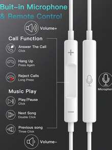 Headphone In-Ear Berkabel dengan Konektor USB-C, Remote Terintegrasi untuk Mengontrol Musik, Panggilan, dan Volume, Kompatibel dengan iPhone 18 Duo, 18, 17, 16 Pro Max, 16e, 16 Plus, 16 Pro, 15 Pro Max, 15 Plus, 15 Pro, dan juga Kompatibel dengan Galaxy dan Pixel - View 5