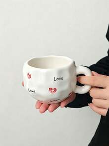 1pc Large Capacity Ceramic Coffee Mug, European Minimalist Hand-Painted Ceramic Cup, Mug, Water Cup, Coffee Cup, Afternoon Tea Cup, Office Highly Attractive Water Cup, Coffee Cup, Suitable For Home, Gathering, Party, Gift - Multicolor - View 14