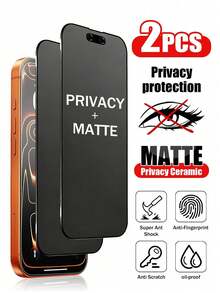 2pcs Matte Anti-Peeping Ceramic Screen Protector, Compatible With Phone 17 Pro [6.3 Inch], Flexible Matte Anti-Peeping Ceramic Film, Full Coverage, Anti-Fingerprint, Anti-Drop, Anti-Glare, Compatible With Phone DUO/18/18 Pro/18 Pro Max/17 Pro Max/17 Air/17/16E/16 Pro - 2PCS Matte Privacy - View 3