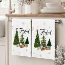 2pcs Christian Kitchen Towel Set, Christmas Snowman Hand Towel Decor, Minimalist Style Hand Towel And Dish Cloth, Suitable For Bathroom And Kitchen, Perfect For Birthday, Anniversary, Valentine's Day, Thanksgiving, Christmas, Halloween, Wedding And Gift Giving - White - View 2