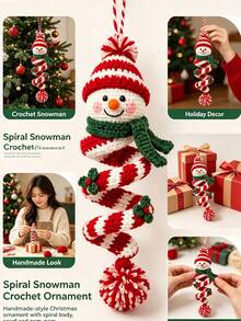 1 Set DIY Christmas Spiral Crochet Ornament Kit, Handmade Santa Claus Snowman Christmas Tree Hanging Decorations, Crochet Doll Set Suitable For Beginners, Holiday Handmade Gift - Multicolor - View 1