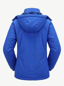 CAMEL CROWN 女士滑雪夹克 防水保暖外套 冬季羊毛雪地外套 连帽滑雪夹克 - 鈷藍 - 查看 4