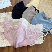 5 Styles Autumn/Winter Vintage Jacquard Warm Face Mask For Women, 3D Eye Protection, Thickened Windproof, Adjustable Ear Loops, Outdoor Cycling Cold Weather Face Cover, Washable - Multicolor - View 6