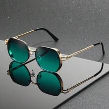 FIYLROG Men's Classic Square Sunglasses, Minimalist Metal Temples UV Protection Glasses, Suitable For Street Style - Multicolor - View 11