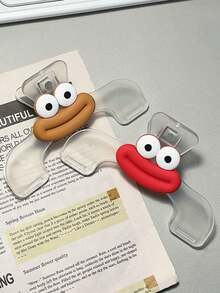 1pc Cartoon Funny Big Eyes Big Mouth Transparent Book Clip, Colorful Fun 3D Expression Page Divider Clip, Shaped Page Clip, Creative DIY Bookmark/Notebook Marker, High-Quality Stationery Clip Suitable For Reading, Journaling, Creative Book Clip, Practical Note Clip, Manual Fixing Clip, Snack Sealing Clip. (Note: Some Accessories Need To Be Glued Separately) - Multicolor - View 8
