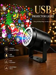 USB Powered Christmas LED Rotating Projector Light, Multiple Holiday Patterns, Adjustable Projection Angle, Indoor Wall Ceiling Projection, Atmosphere Decor Lamp For Living Room Bedroom Party Shop - Projector Lamp - View 5
