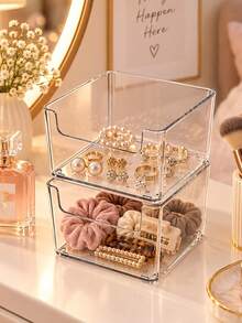 Acrylic Eyeshadow Palette Storage Box, Transparent Large Capacity Desktop Drawer-Style Storage Box, Transparent Cosmetic Storage Box, Makeup Brush Holder, Perfume Storage Box, Jewelry Box, ,Applicable For Living Room, Dining Room, Kitchen, Bedroom, - Multicolor - View 8