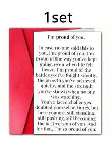 1 Set "I'm Proud Of You" Inspirational Card With Envelope - Motivational Design, Suitable For Gifting To Family, Friends, Partners, Classmates And Colleagues; Great For Birthdays, Holidays And Special Occasions - One Size Fits All - View 8