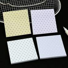 100 Sheets Polka Dot Solid Color Sticky Notes Random Colors, Ins Style Student Planner Office Memo Paper, 2 Books Highly Attractive Memo Pads Study Supplies - one-size - View 2