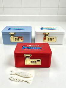 Jewelry Organizer With Sardine Pattern, Jewelry Box With Combination Lock, Hair Accessory Storage Case. Portable Card Storage Box, Daily Miscellaneous Storage, Suitable For Travel, Dorm, Home, Office, Birthday Gift, Halloween Christmas Gift - Multicolor - View 1