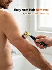 Set de afeitadora manual para hombres, mango antideslizante con patrón de dragón, 1 mango de afeitadora + 18 hojas de repuesto, afeitadora de 6 capas con hoja afilada para afeitado diario de barba para hombres - A - Ver 5