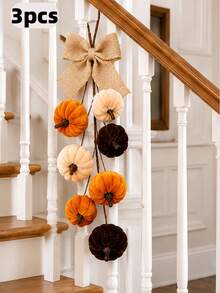 1pc Artificial Velvet Foam Pumpkin Wall Hanging, Autumn Home Decor, Farmhouse Harvest Style, Thanksgiving Window And Door Decoration, Suitable For Autumn, Holiday And Party Decor, Halloween Decoration - Multicolor - View 12