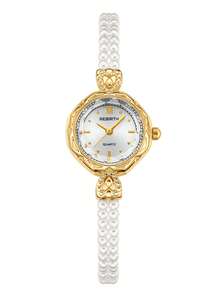 1pc Women's Vintage Gold Pearl Bracelet Watch Suitable For Daily Wear - Gold - View 10