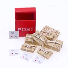 7pcs Mini Mailbox & Parcel Set - Dollhouse Decor, Christmas Doorway Miniature Scene Decoration, Photography Props, DIY House Decoration, Perfect Christmas Gift - Mailbox - View 5