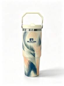 SCALON 30oz/800ML 1PC Colorful Line Handheld Cup, Dopamine Color Scheme Large Capacity Water Bottle, Long-Lasting Cold And Heat Insulation, Portable Design, Perfect Gift For Girlfriend / Best Friend / Student, Thoughtful Birthday Holiday Gift, Autumn Travel Essential, Christmas Gift, College Must-Have - Multicolor - View 8