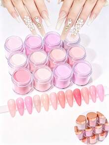 Bubuk Kristal Kuku Berkualitas Tinggi Terbaru, Efek Mengkilap Tinggi, Set 12 Warna, Cocok untuk Seni Kuku DIY di Rumah - MultiWarna - View 7