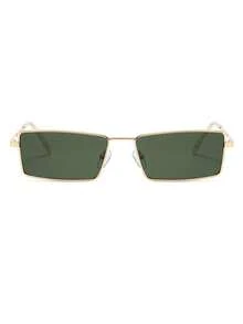 1 Pair Men's Gold Rectangular Thin Frame Minimalist Business Style Personalized Fashion Glasses - Gold - View 3