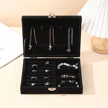 1pc Velvet Jewelry Storage Box, Large Capacity, High-End, Small Exquisite Jewelry Earring Box, Earring Stud Storage With Lid - Multicolor - View 7