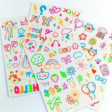 2pcs Fluorescent Neon UV Reactive Temporary Tattoo Stickers, Blacklight Body Art Decals, UV Glowing Tattoo Stickers For Night Party, Music Festival Party Decoration And Body Painting - Multicolor - View 8
