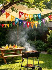 Colorful Felt Birthday Triangle Bunting Garland, Pre-Assembled (Not For Individual Wear), Includes "Happy Birthday" Letter Banner, Double-Layer Design, Suitable For Birthday Party Decoration - A - View 4