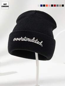 1pc Unisex Outdoor Casual Fashion Adjustable Size Elastic Cross Embroidered Warm Knit Beanie Hat, Simple Style Suitable For Daily Matching, Autumn/Winter Fall Outfit - One Size - View 14