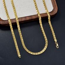 Personalized Pendant 14K Gold Plated Beaded Woven 6mm Necklace, Suitable For Women And Men For Daily And Party Wear - Gold - View 4