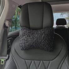 1pc Teddy Curly Plush Car Seat Neck Pillow, Travel Relaxation Head And Neck Support Pillow, Soft And Comfortable Curly Plush Car Headrest - A - View 2