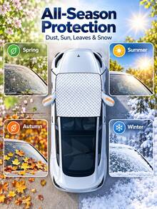 Thickened Magnetic Aluminum Foil Car Windshield Snow Cover – Half-Cover Frost & Snow Protection Shield, Universal Fit Auto Front Window Winter Cover With Magnetic Strips, Anti-Ice Snow Dust Guard - A - View 3