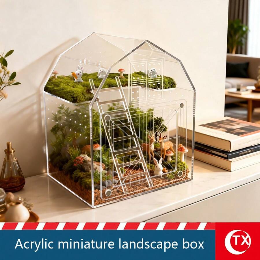 TX Terrarium Laba-laba Lompat Akrilik Transparan Magnetik Kotak Habitat Reptil dengan Lubang Ventilasi untuk Tarantula, Laba-laba, dan Amfibi Mini/Reguler
