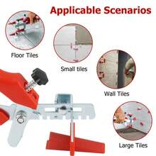 Tile Leveling System Kit Anti-Lippage 400 Clips 200 Wedges With Pliers Tile Installation Set For 3-16mm Wall Floor Ceramic Tiles - A - View 5
