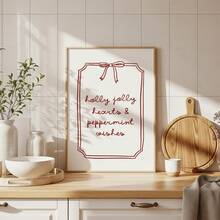 1pc Frameless Christmas Quote Preppy Cute Holiday Wall Art Dorm Bedroom Apartment Decor Back To School Funky Posters Dorm Essentials - Multi-color - View 2