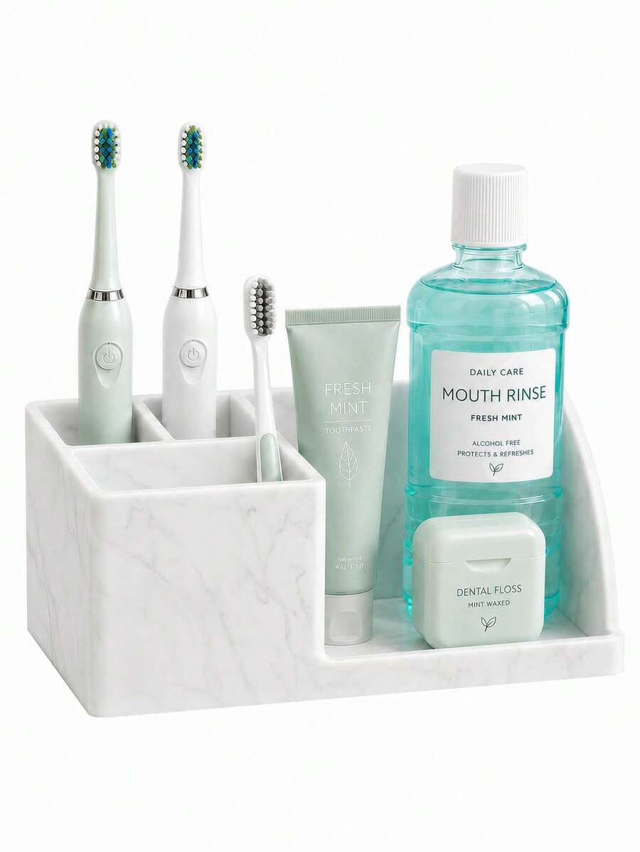 Bathroom Toothbrush And Toothpaste Organizer – 4-Slot Silicone Countertop Holder For Electric Toothbrushes, Toothpaste, And Cosmetics - Multicolor - View 1