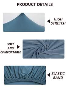 1pc Four-Season Solid Color Milk Silk, High Elasticity Detachable, Machine Washable, Sofa Cushion Cover Suitable For Living Room Polyester Sofa Cushion Cover Backrest Cover - Gray Blue - View 5