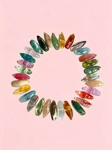 50pcs Colorful Irregular Shaped Loose Beads DIY Handmade Jewelry Accessories Mixed Color Transparent Water Drop Beads For Bracelet Necklace Earring Making Materials - Multicolor - View 1