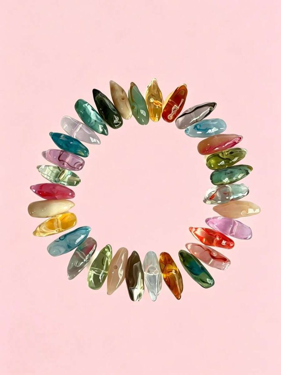 50pcs Colorful Irregular Shaped Loose Beads DIY Handmade Jewelry Accessories Mixed Color Transparent Water Drop Beads For Bracelet Necklace Earring Making Materials - Multicolor - View 1
