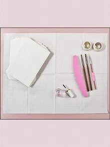 White Waterproof Foldable Nail Table Mat Paper, For Nail Salon Practice Manicure, Nail Supplies, Nail Tools, Nail Art Tools, Back To School Season, Nail, For Patch Nails - White - View 6