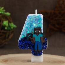 1pc Cute Cartoon Glitter Birthday Candle Set 0-9 Number Cake Decor Plug-In, Birthday Party Anniversary Celebration Dessert Table Decoration, Suitable For Birthday Party, Halloween, Christmas, Best Gift For Fans - Multicolor - View 9