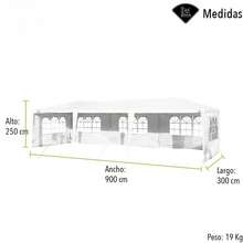 Carpa Toldo Plegable con Paredes y Ventanas 9x3 m Color Blanco| Lona Impermeable Transpirable| Estructura de Metal Resistente| para Eventos Bodas Jardín y Exteriores| Fácil de Armar - Blanco - Ver 5