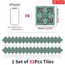 8/16/32/64pcs 6-Inch Vintage Floral Tile Stickers, Self-Adhesive Removable Wall Decals For Kitchen, Bathroom And Home Decor - C - View 15