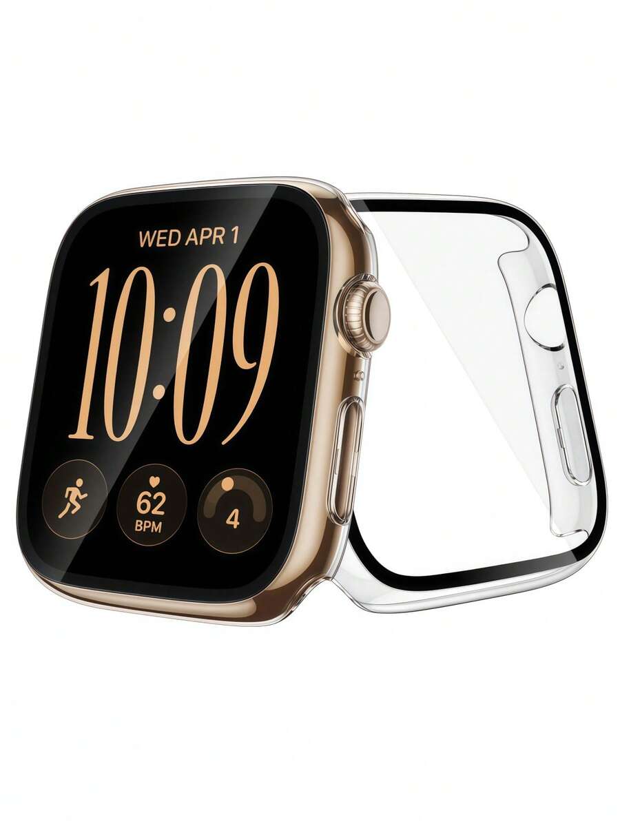 2pcs 3-In-1 Tempered Glass Screen Protector Compatible With Apple Watch Series 12 11 10 9 SE 8 7 6 5 4 40mm 41mm 44mm 45mm 42mm 46mm 49mm, Full Body Protective Case, Built-In Tempered Glass Buffer Film High Sensitivity Hard PC Screen Protector Full Protection Ultra-Thin Anti-Scratch Shell Compatible With Apple Watch