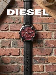 Diesel DZ7334 Men Daily Casual Watch|57MM Black‑Tone Case,Red‑Black Split Dial,Strap,Date Window,5BAR Water‑Resistant For Daily & Street Outfit - Black - View 3