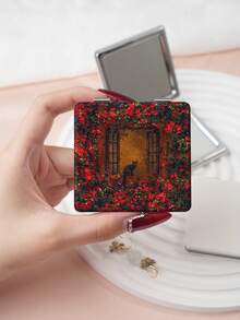 1PC Ins Cat Pet Series Portable Vanity Mirror, Foldable Lightweight Ultra-Thin Convenient Hand Mirror, PU Leather, Suitable For Multiple Scenarios And All People, Foldable Small Square Mirror, Pocket Mirror, Fresh Cat And Flower Print Design, Exquisite Handheld 180° Flip Cover Multi-Function Mini Mirror, Compact Mirror, Mirrors, Daily, Holiday, Birthday, Valentine's Day, Mother's Day, Small Bag Companion, Pocket, Can Be Placed Anywhere - Multicolor - View 7