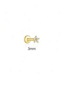 EleRunis 1pc 925 Sterling Silver Flower Horse Eye Shape Flat Back Labret/Cartilage/Helix/Conch/Spiral Stud Piercing Jewelry For Daily Wear/Party - Gold - View 18