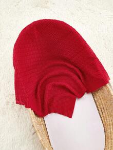 1pc Baby Knitted Blanket With Cross Pattern, Soft & Fashionable Throw Blanket For Daily Use - Red - View 7