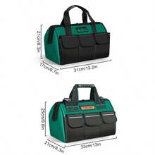 1pc Heavy Duty Waterproof Tool Bag - Large Capacity Oxford Canvas, Wear-Resistant Electrician Tool Storage Organizer Bag With Multiple Compartments, Can Store Screws, Nails, Drill Bits And Other Tools. - Multicolor - View 5