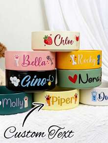 Personalized Ceramic Pet Bowl – Custom Cat & Dog Food Dish,Personalized Pet Bowl With Name/ Cat Water Bowl/Gift For Pet Lovers - Multicolor - View 4