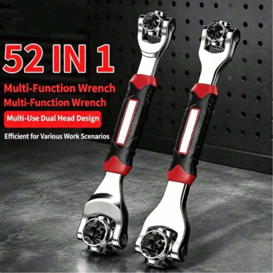 52-In-1 Universal Socket Wrench, Multi-Function Box End Wrench, 360° Rotating Head, Adjustable Multi-Purpose Manual Repair Tool, Suitable For Automotive, Bicycle, Household And Mechanical Maintenance - A - View 1