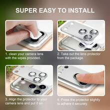 CASECOPS 1PC Camera Lens Screen Protector Compatible With Iphone 17 Pro Max/17 Pro, Silver Color, Not Fragile, Strong Adsorption, Suitable For Phone Cases, Metal Tempered Glass Rear Camera Screen Protector - Silver - View 8