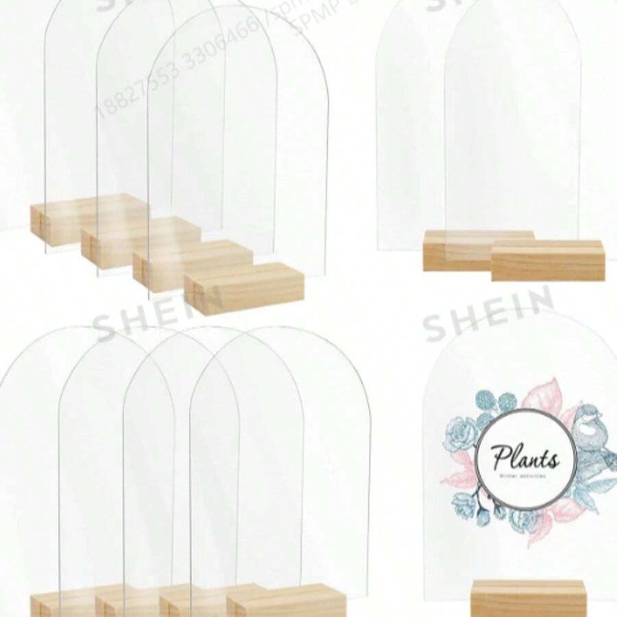 20pcs/10sets Transparent Arch Acrylic Cards With Base, Wedding Party Guest List Seating Cards, Blank Hexagon Acrylic Seat Signs, Suitable For Weddings, Banquets, Parties, Offices And Other Occasions - A - View 1